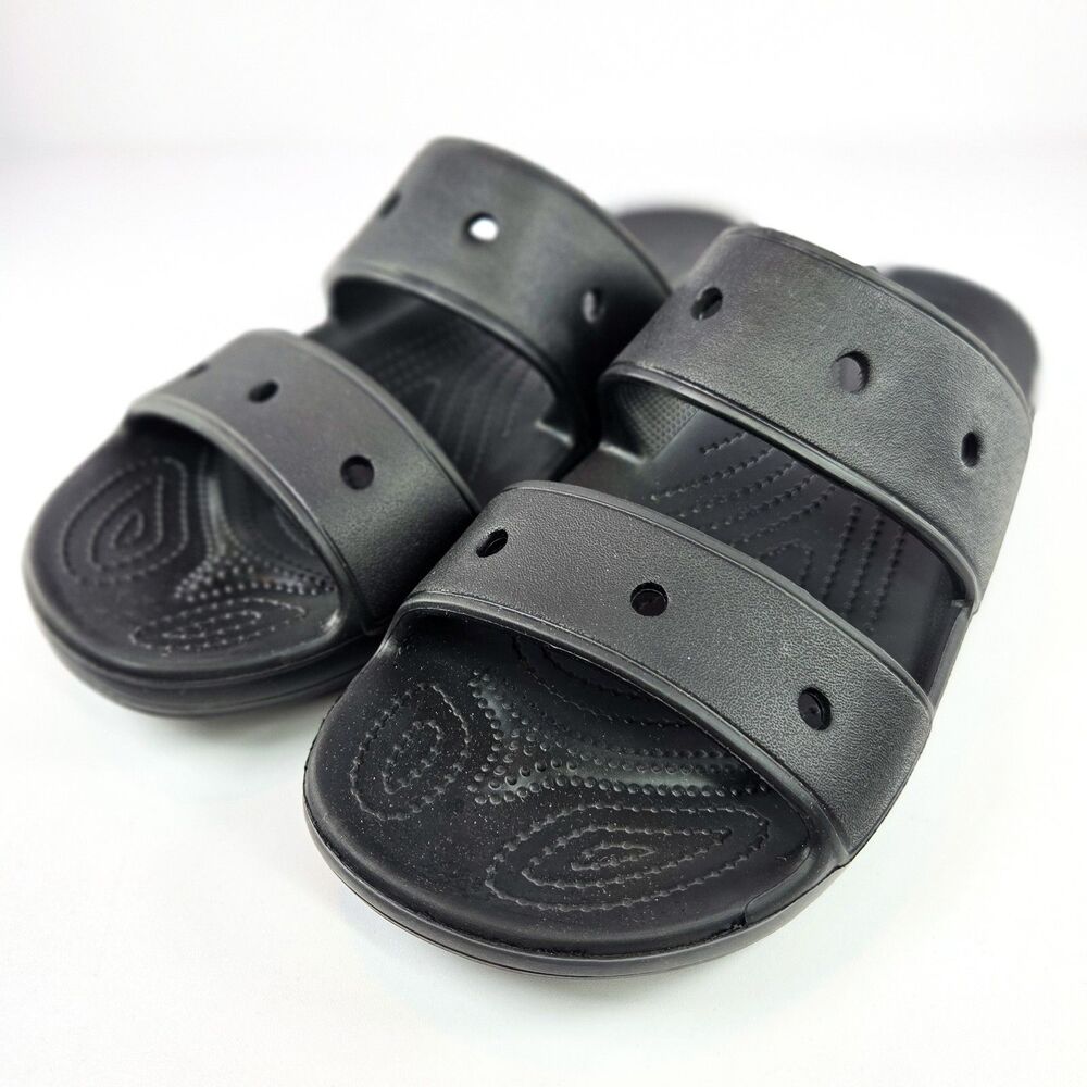 Crocs Classic Two-Strap Slide Sandals Black Men’s 10 Women’s 12